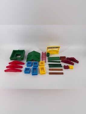 Vintage 1998 Lincoln Logs 25 Pieces Guard Tower Roof Windows Doors Logs Corral